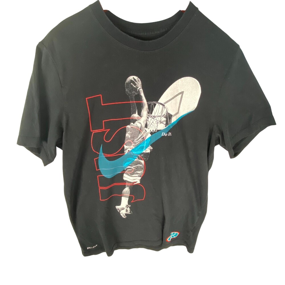 Nike Dri-Fit Just Do It Basketball T-Shirt Men's Large Black Michael Jordan Dunk